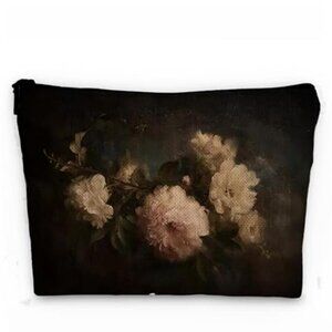 Vintage Floral Makeup Bag, Dark Academia Floral Cosmetic Bags, Retro